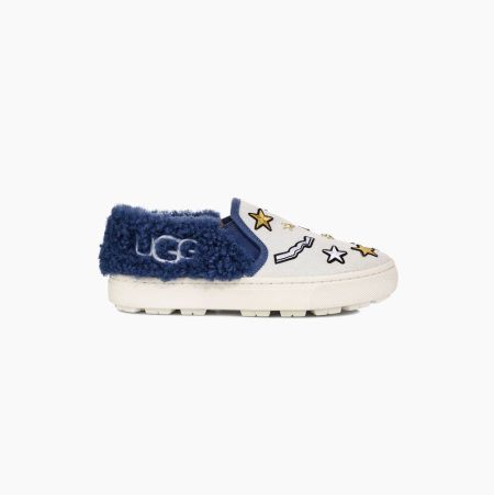 UGG Patch It Slip On - Joggesko Dame - Hvite / Blå (NO-X912)